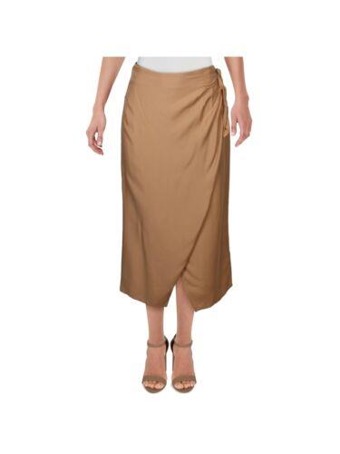 եͥ FRENCH CONNECTION Womens Brown Tie Drape Sarong Midi Wear To Work Wrap Skirt 4 ǥ