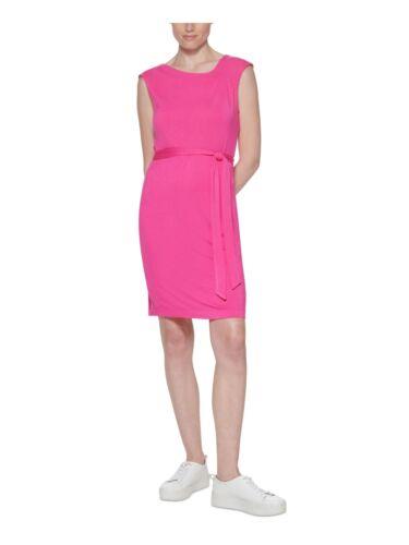 カルバン・クライン ベルト（レディース） カルバンクライン CALVIN KLEIN Womens Pink Self-belt At Waist Sleeveless Sheath Dress 8 レディース