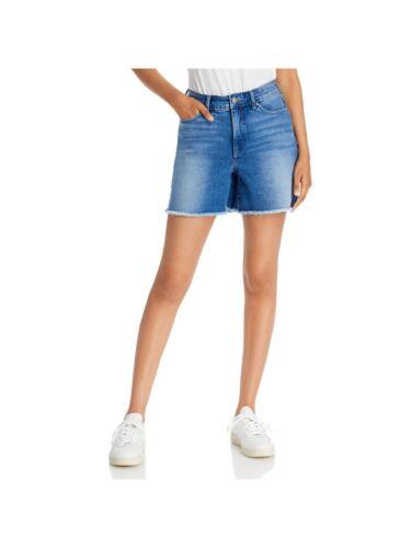 NYDJ Womens Blue Stretch Zippered Pocketed Cutoff Hems High Waist Shorts 2 レディース