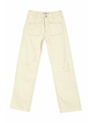 フリーピーポー FREE PEOPLE Womens Beige Distressed Wide Leg Jeans Juniors Size: 28 レディース