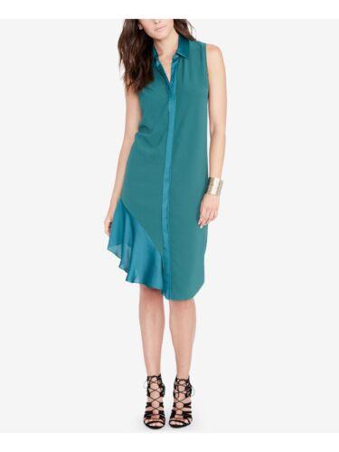 レイチェルロイ RACHEL ROY Womens Green Asymmetrical Hem Sleeveless Below The Knee Tunic Dress S レディース