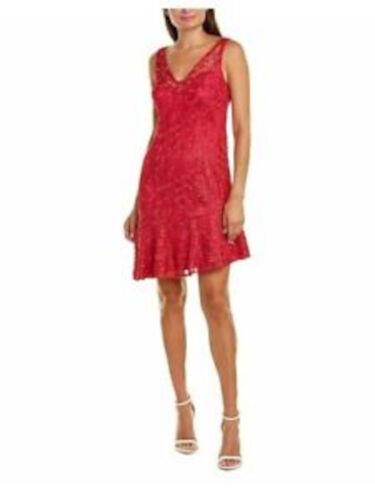 ADRIANNA PAPELL Womens Red Lined Asymmetrical Hem Sleeveless Short Dress 10 レディース