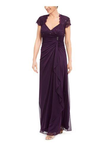ベッツィアンドアダム BETSY & ADAM Womens Purple Cap Sleeve Maxi Formal Gown Dress 10P レディース