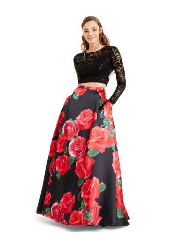 B DARLIN Womens Black Sequined Full-Length Prom Fit + Flare Skirt Juniors 56 fB[X