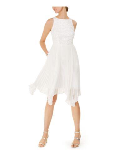 ADRIANNA PAPELL Womens Ivory Handkerchief Hem Sleeveless Dress 8 レディース