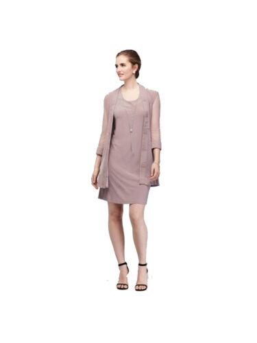 R&M RICHARDS Womens Purple Open Front 3/4 Sleeve Jacket Rem Sleeveless Dress 12 レディース