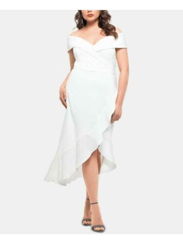 XSCAPE Womens White Scuba Crepe Hem Sleeveless Midi Dress Plus 16W レディース