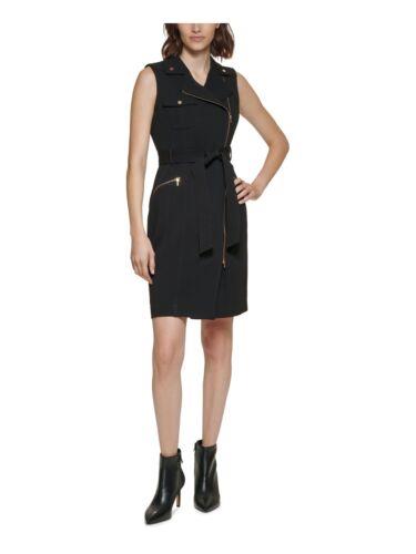 カルバン・クライン ベルト（レディース） Adrianna Papell CALVIN KLEIN Womens Black Tie Belt Unlined Slit Sleeveless Sheath Dress 2 レディース