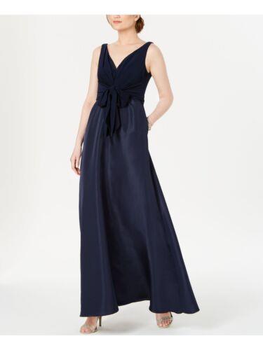 ADRIANNA PAPELL Womens Navy Spaghetti Strap Maxi Evening Fit + Flare Dress 4 ǥ