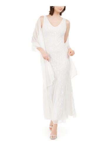 XSCAPE Womens Ivory Scarf Lined Sleeveless Tea-Length Evening Gown Dress 8 レディース