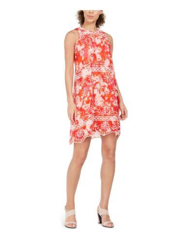 カルバンクライン CALVIN KLEIN Womens Orange Hem Sleeveless Round Neck Short Party Trapeze Dress 2 レディース