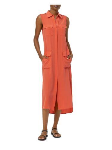 イクイップメント EQUIPMENT FEMME Womens Orange Shoulder Epaulettes Step Hem Shirt Dress XS レディース
