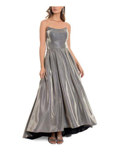 ベッツィアンドアダム BETSY & ADAM Womens Silver Tulle Boning Hi Lo Hem Sleeveless Formal Gown Dress 0 レディース