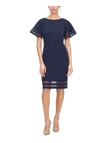 ジェシカハワード JESSICA HOWARD Womens Navy Illusion Sleeves And Hem Short Sleeve Formal Dress 12 レディース