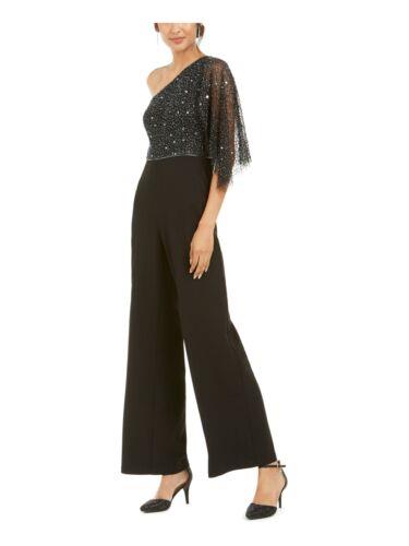 ADRIANNA PAPELL Womens Black Sleeveless V Neck Evening Cropped Jumpsuit 4 レディース