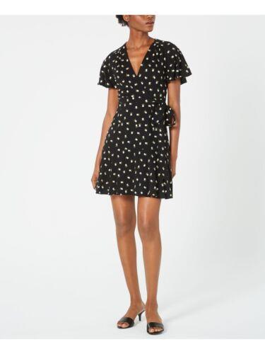 ジルスチュアート　ドレス ジル スチュアート JILL STUART Womens Black Floral Short Sleeve V Neck Mini Sheath Dress 2 レディース