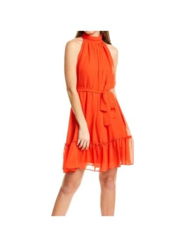 テイラー TAYLOR PETITE Womens Orange Lined Tie Belt Sleeveless Dress Petites 6P レディース