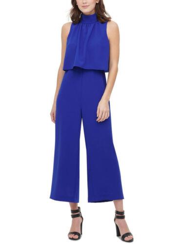ディーケーエヌワイ DKNY Womens Blue Popover Cropped Sleeveless Wear To Work Wide Leg Jumpsuit 16 レディース