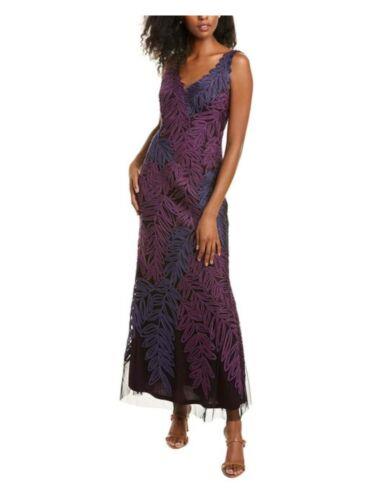 JS COLLECTION Womens Purple Mesh Inset Soutache Sleeveless Sheath Dress 4 レディース