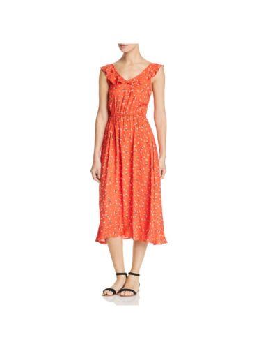 MKT STUDIO Womens Orange Elastic Waist Sleeveless Midi Fit + Flare Dress 38 レディース