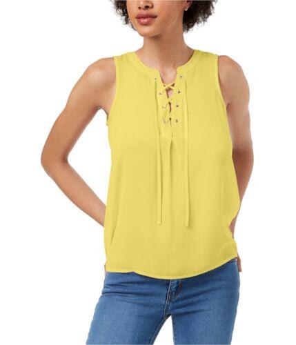 maison Jules Womens Lace Up Sleeveless Blouse Top Yellow XX-Small レディース