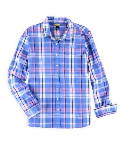 Aeropostale Womens Plaid Button Down Blouse Blue Large レディース