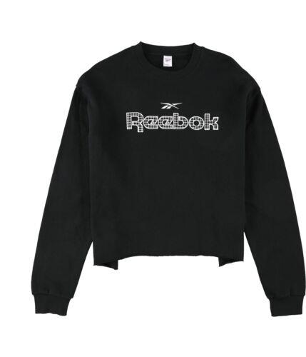[{bN Reebok Womens Embroidered Logo Sweatshirt Black Small fB[X