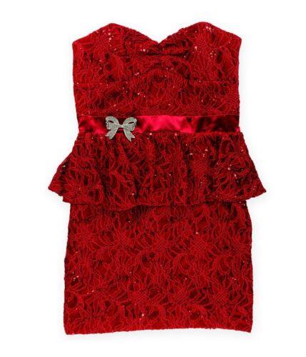 Roberta Womens Sequined Lace Shift Dress Red 11 レディース