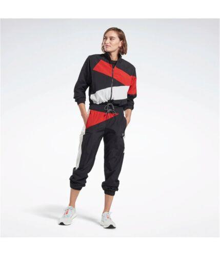 [{bN Reebok Womens Training Track Jacket Sweatshirt Black Large fB[X
