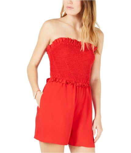 maison Jules Womens Smocked Romper Jumpsuit Red X-Small ǥ