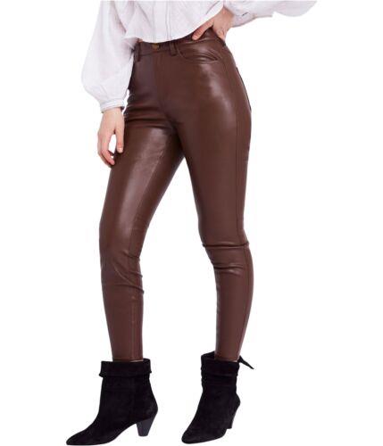 ե꡼ԡݡ Free People Womens Faux Leather Casual Trouser Pants Brown 24 Regular ǥ