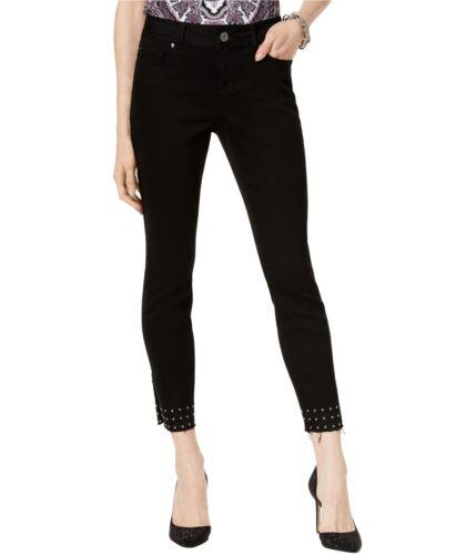 I-N-C Womens Studded Released-Hem Skinny Fit Jeans Black 4 レディース
