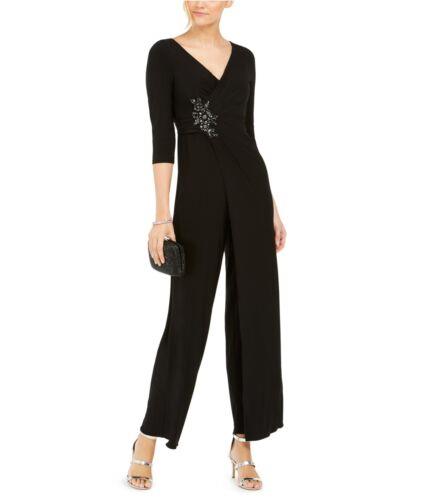 Adrianna Papell Womens Embellished Jumpsuit Black 10 ǥ