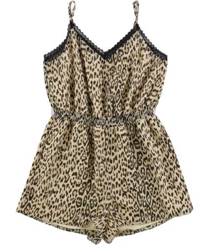  GUESS Womens Leopard Print Romper Jumpsuit Beige Small ǥ