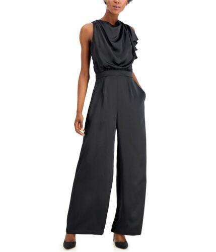 I-N-C Womens Satin Jumpsuit Black 4 ǥ