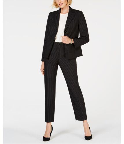 Le Suit Womens Pinstriped Casual Trouser Pants Black 10 Regular ǥ