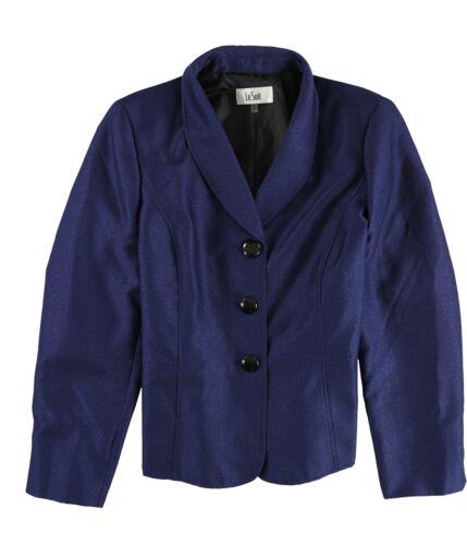 Le Suit Womens Solid Three Button Blazer Jacket Blue 18 レディース