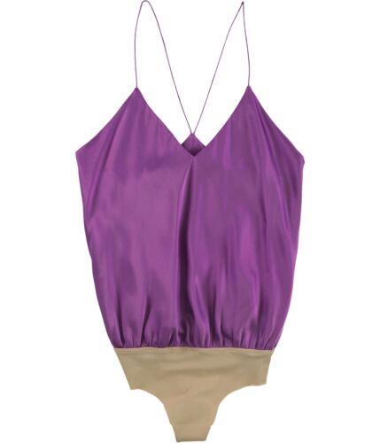 Alix Womens Solid Bodysuit Jumpsuit Purple Small ǥ