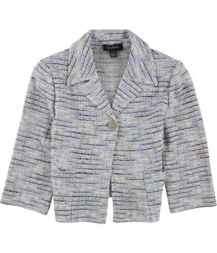 St. John Womens Tweed One Button Blazer Jacket ǥ