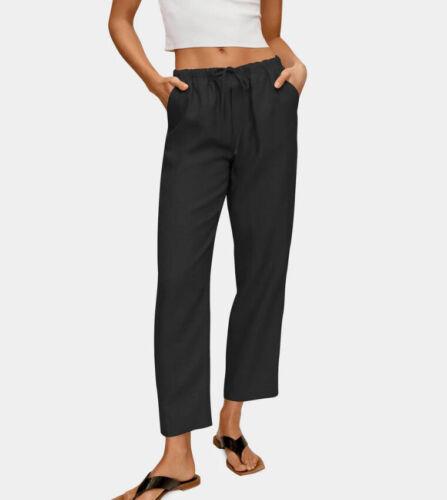 Hat and Beyond Women's Lightweight Classic Fit Black Trouser Linen Pants - M ǥ