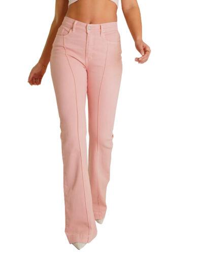 Revice Denim Women's High Waisted Venus Pink Sunset Star Fitted Flare Pants ǥ