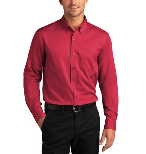 Port Authority Men's Rich Red Long Sleeve Twill Oxford Dress Shirt - 2XL メンズ