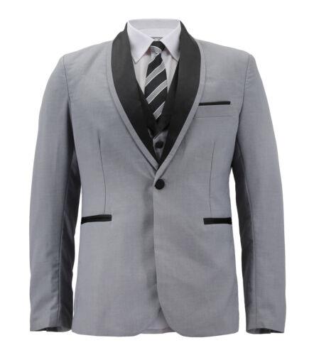 Kuduro Men's Grey Blazer & Vest Black Lapel Single Button Tuxedo Jacket 2 Pc Set - 34 メンズ