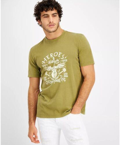 Heroes Motors Mens Rebel Guitar T-Shirt Green Size L メンズ