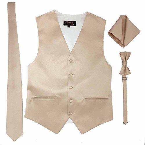 Spencer J's Men's Formal Tuxedo Suit Vest Tie Bowtie and Pocket Square 4 Piece Y