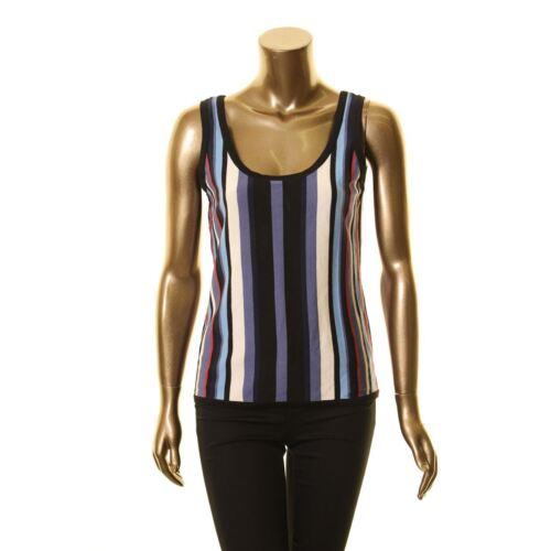 Anne Klein アンクライン ANNE KLEIN Women's Blue/black Combo Vertical Striped Knit Tank Shirt Top XS TEDO レディース