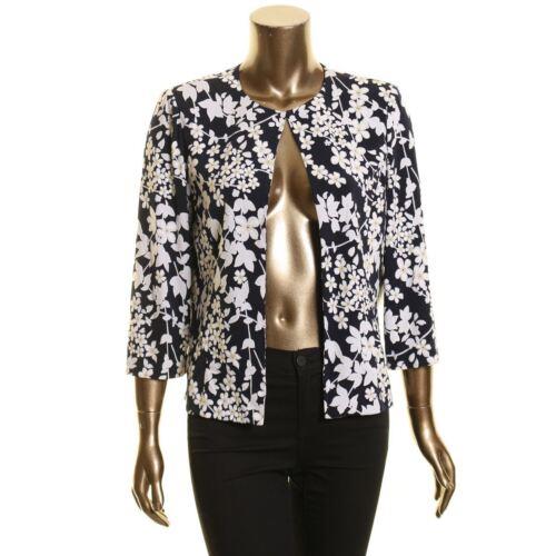 Jessica Howard ジェシカハワード JESSICA HOWARD Women's Navy/ivory Floral Puff Print Open Front Jacket Top 8 TEDO レディース