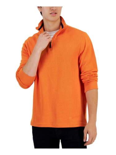 Club Room Men's Classic Fit Rib Quarter Zip Sweater Orange Size Small メンズ