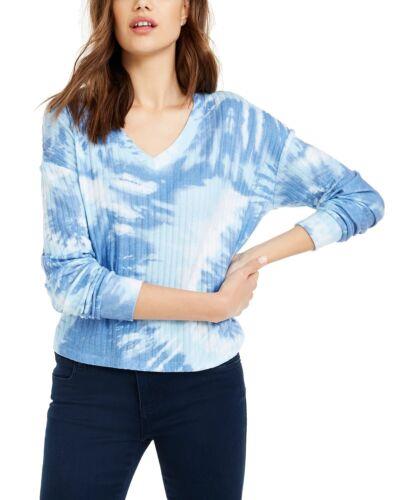 Crave Fame Juniors' Cozy Ribbed Tie-Dyed Top Blue Size Small レディース