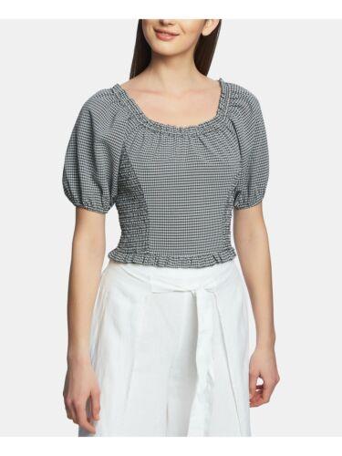 1. STATE Womens Gray Check Short Sleeve Scoop Neck Wear To Work Top XS レディース